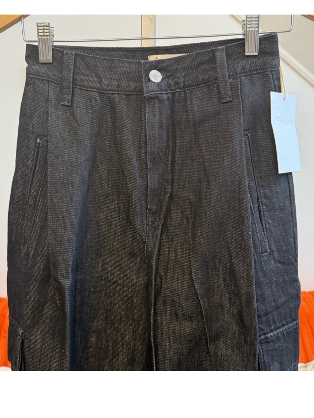 ❣️🆕ÉTICA Lewis High Waist Pleated Ankle Cargo Jeans in Black Onyx $268 MSRP❣️ - Picture 4 of 11
